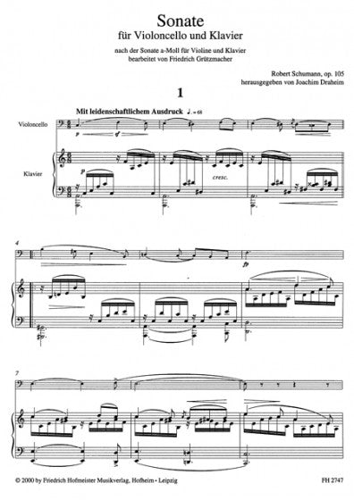 Schumann: Violin Sonata Op. 105 (Arr. Cello)