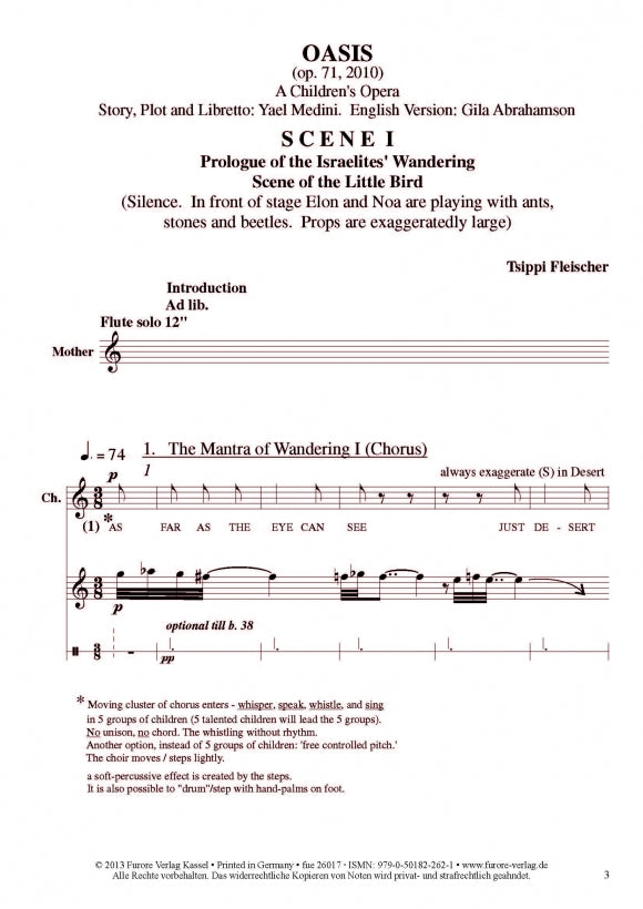 Clearance: Fleischer Oasis op. 71a. A Children's Opera (English Version) Vocal Score