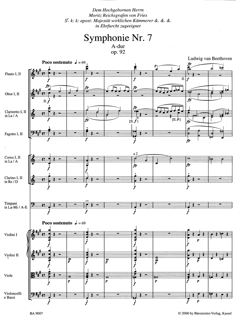Beethoven: Symphony No. 7 in A Major, Op. 92 (Full Score)