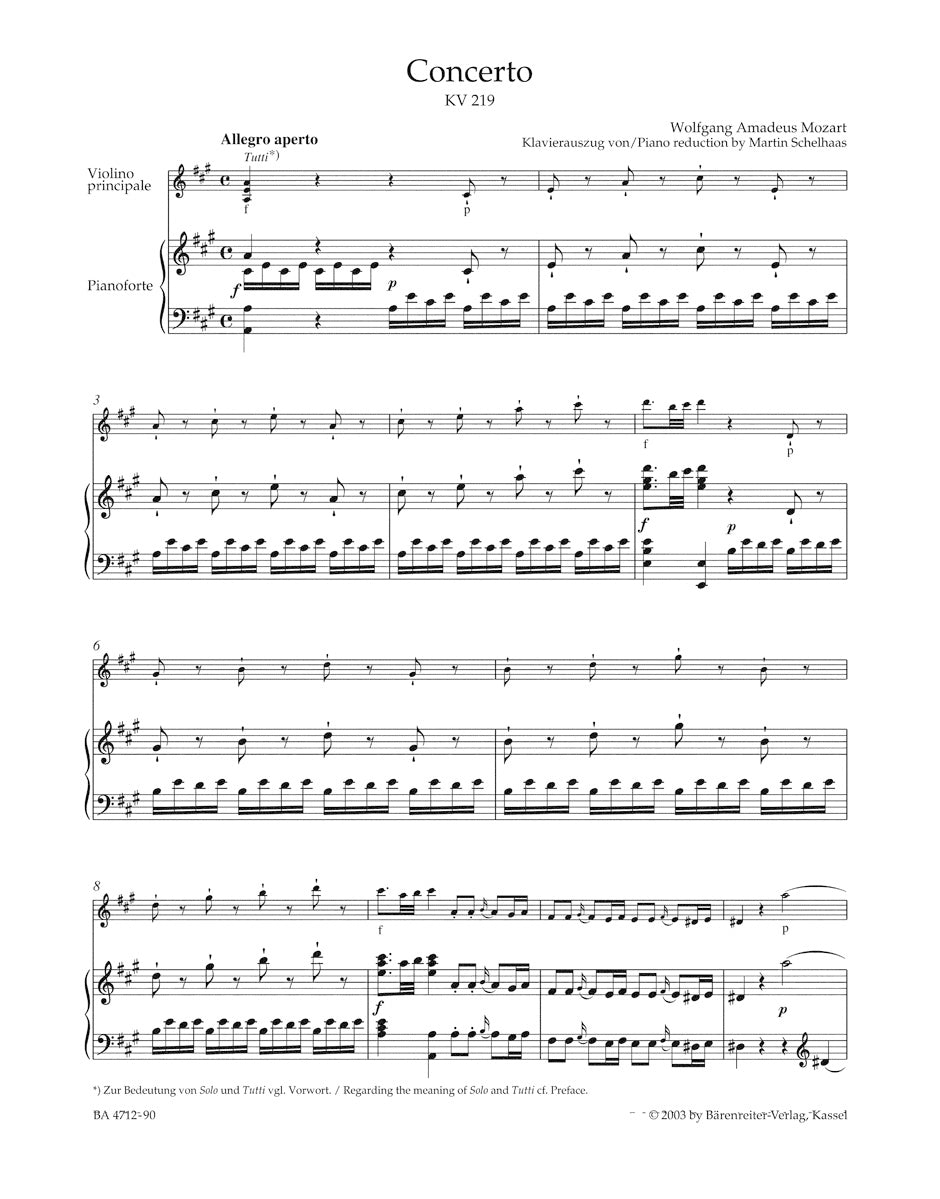 Mozart Concerto for Violin and Orchestra Nr. 5 A major K. 219