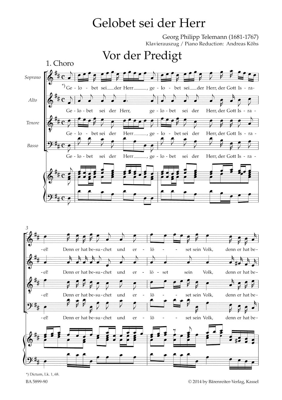 Telemann Gelobet sei der Herr TWV 1:602/1216 -Oratorio for St John's Day-