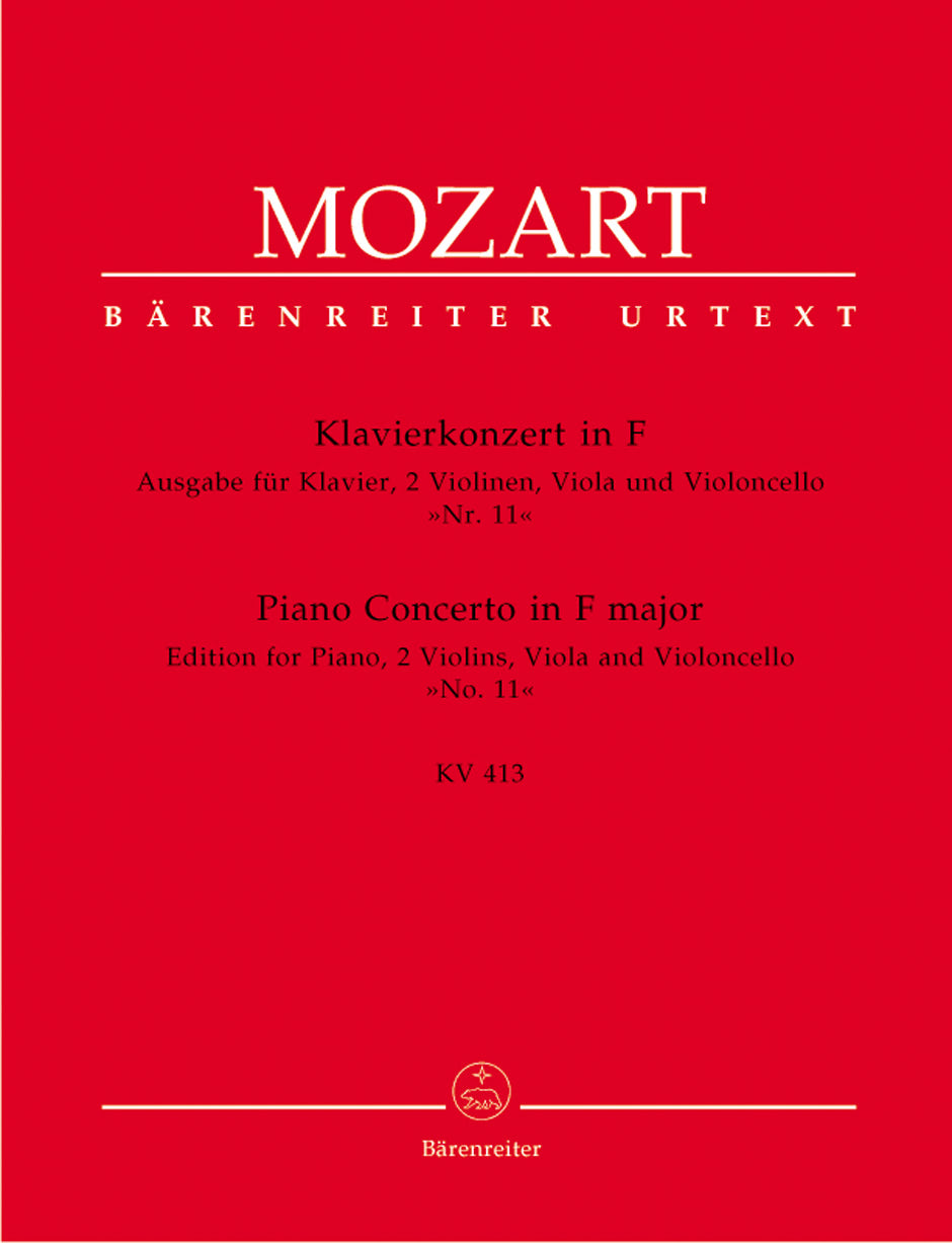 Mozart Concerto for Piano and Orchestra No 11 in F major K 413 for Piano and String Quartet