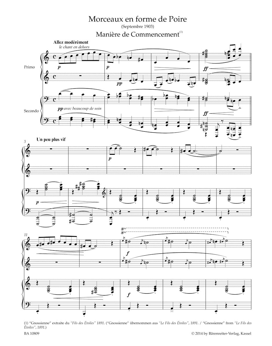 Satie 3 Morceaux en forme de Poire for Piano Duet