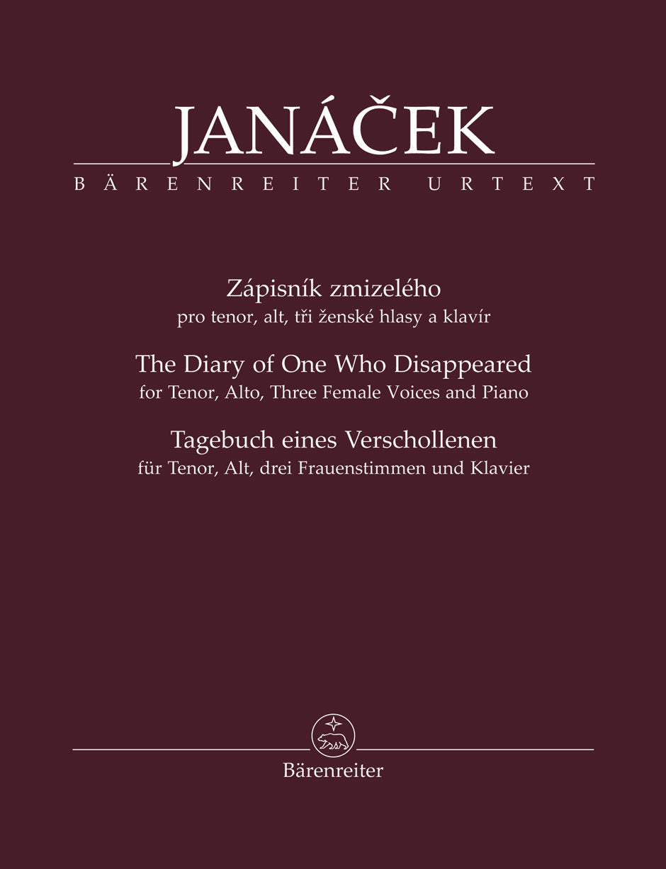 Janácek Zapisnik zmizeleho (The Diary of One Who Disappeared / Tagebuch eines Verschollenen) for Tenor, Alto, three Female Voices and Piano
