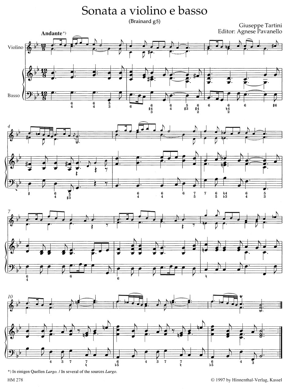 Tartini Sonata for Violin and Bc in G minor "Devil's Trill"