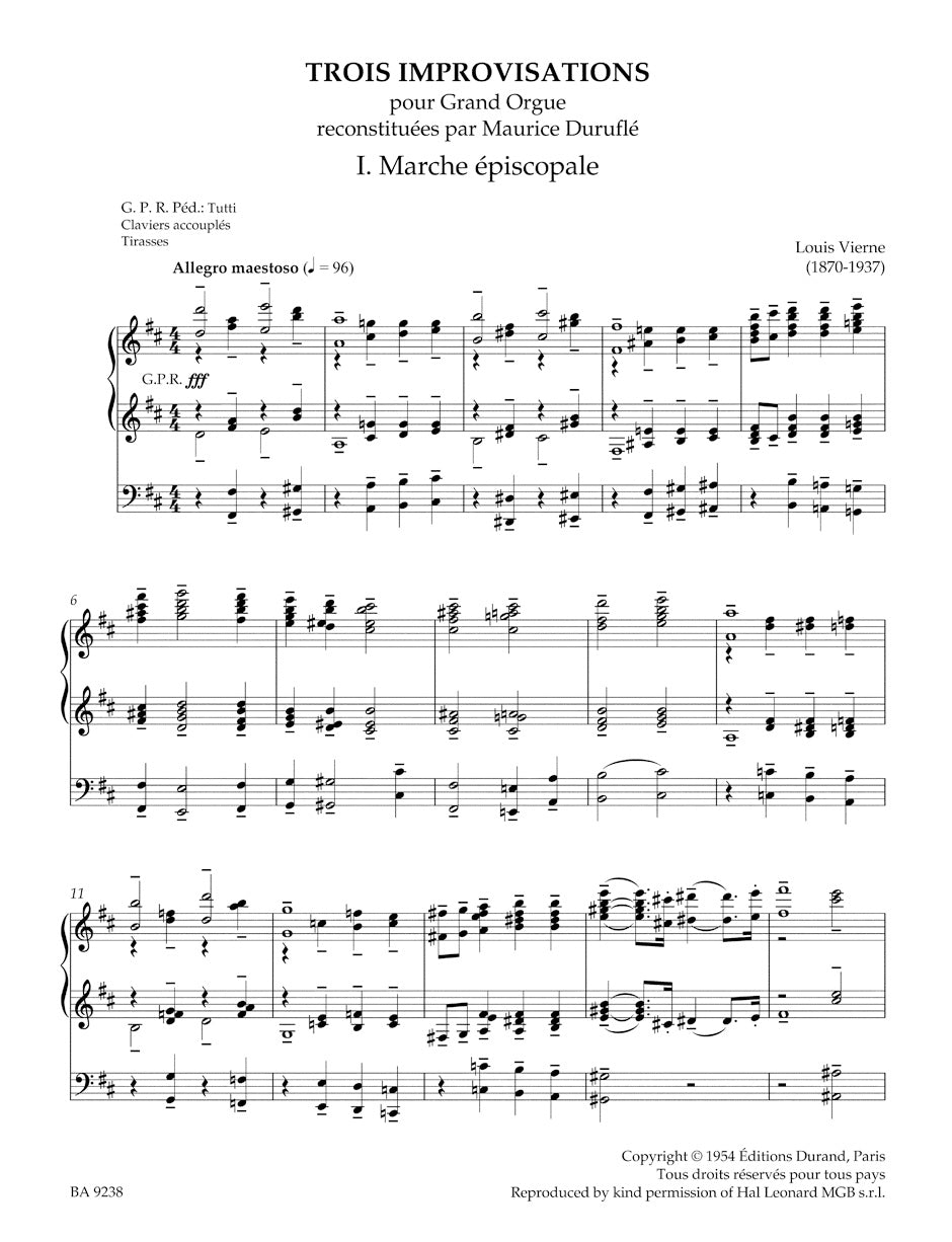 Vierne Improvisations (1928) / Transcriptions (1894 / 1901 / 1932)