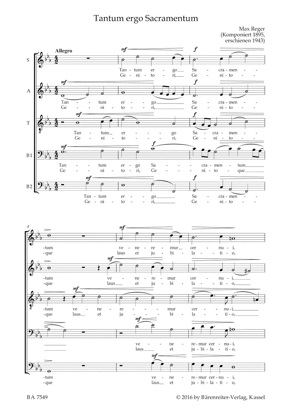 Reger Sacred Choral Music a cappella