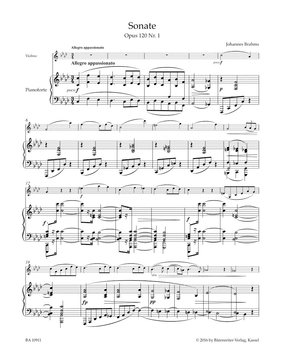 Brahms Sonatas in F minor and E-flat major for Violin and Piano (after op. 120)