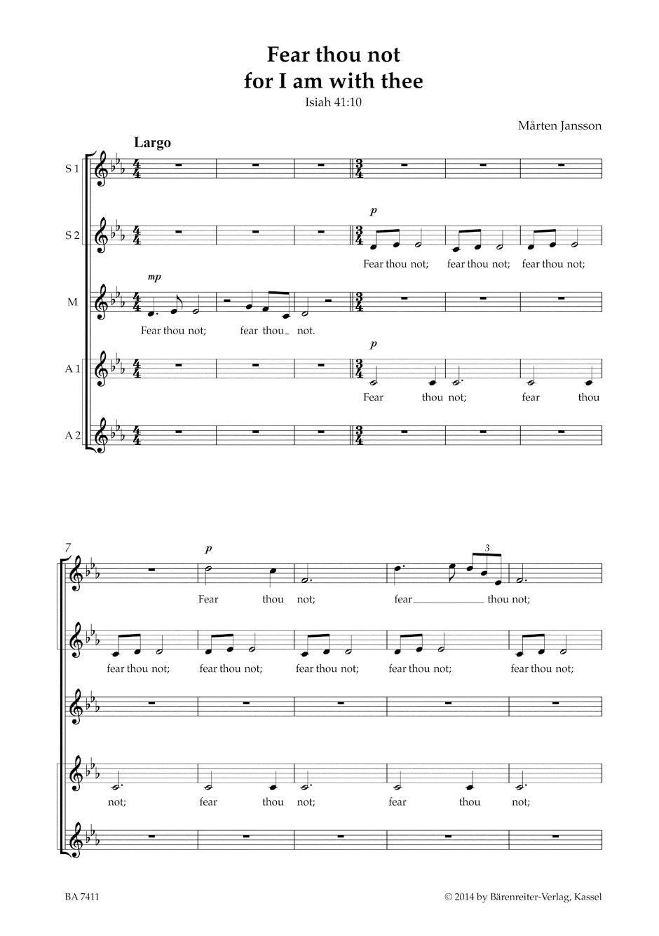 Jansson Fear Thou Not