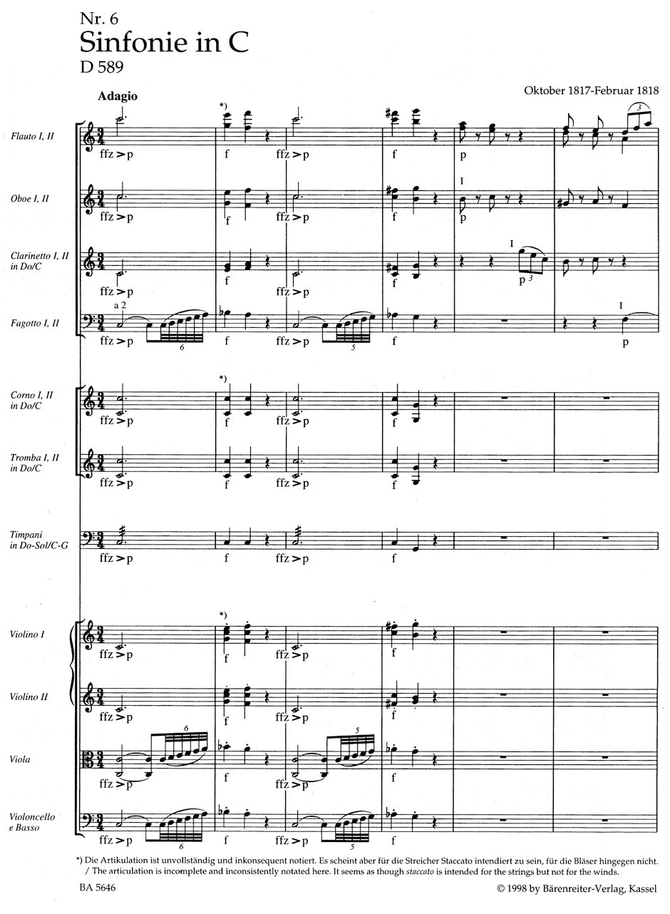 Schubert Symphony No. 6 C major D 589