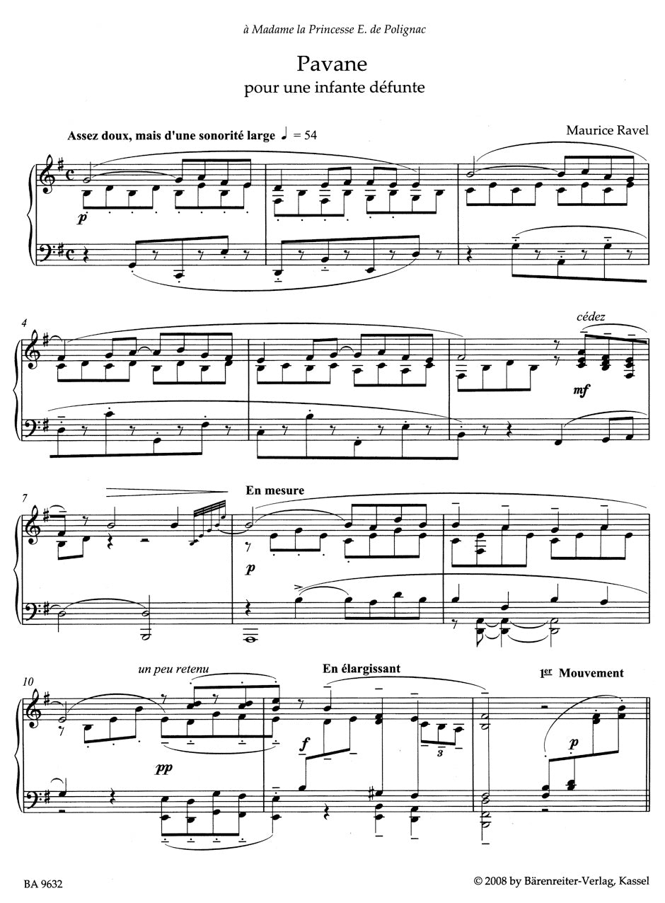 Ravel Pavane for a Dead Princess for piano