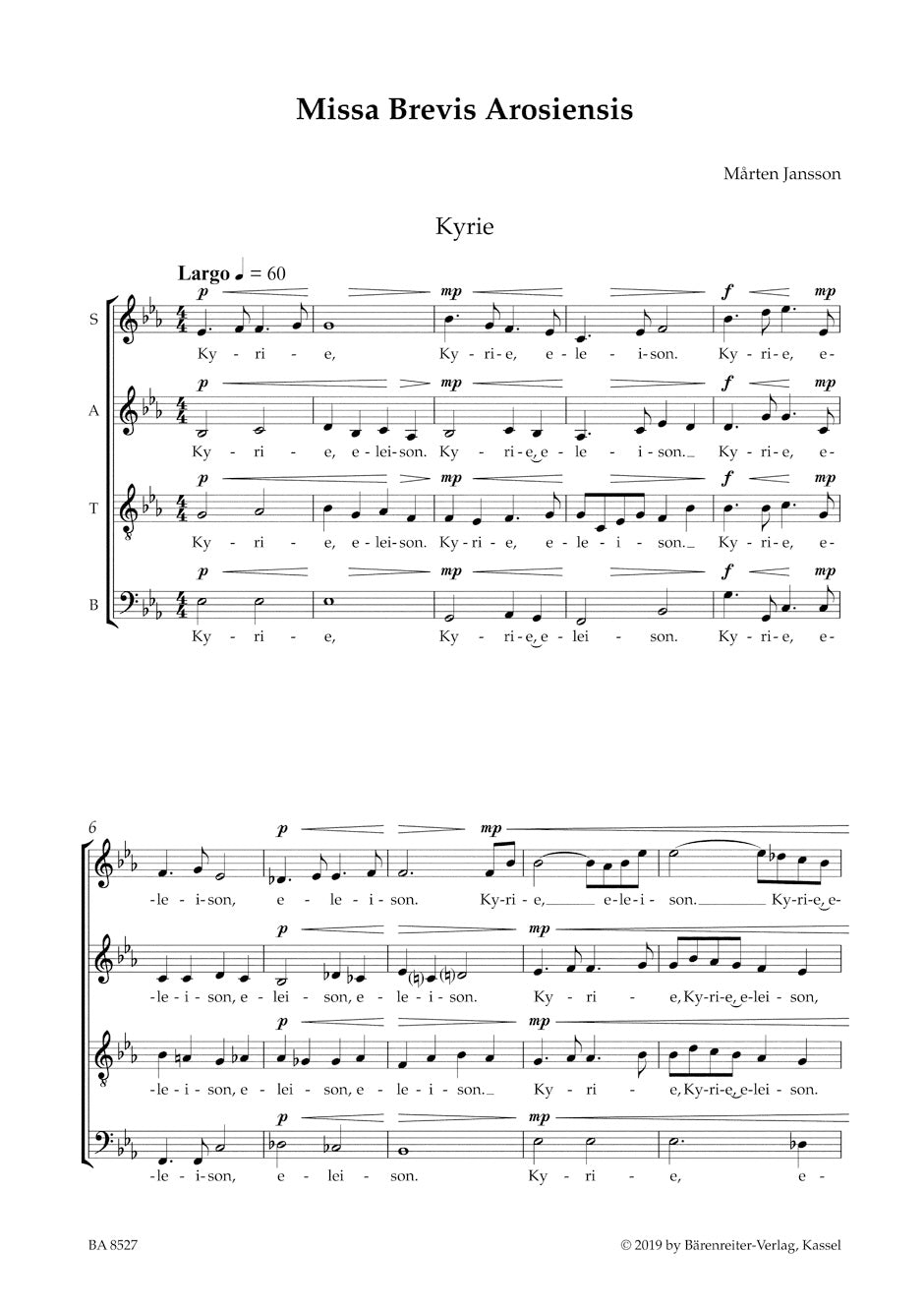 Jansson Missa Brevis Arosiensis