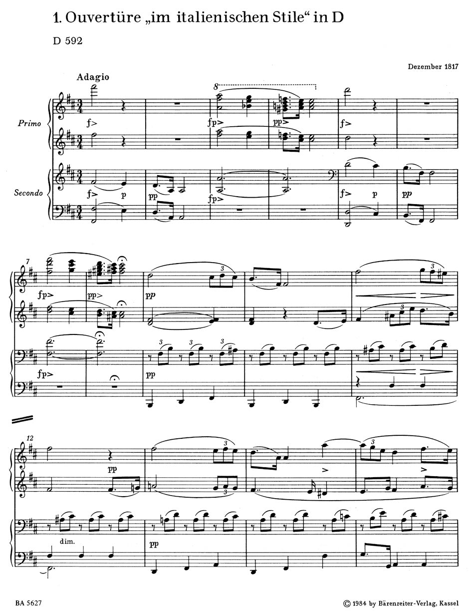 Schubert 2 Overtures in the "Italian Style"