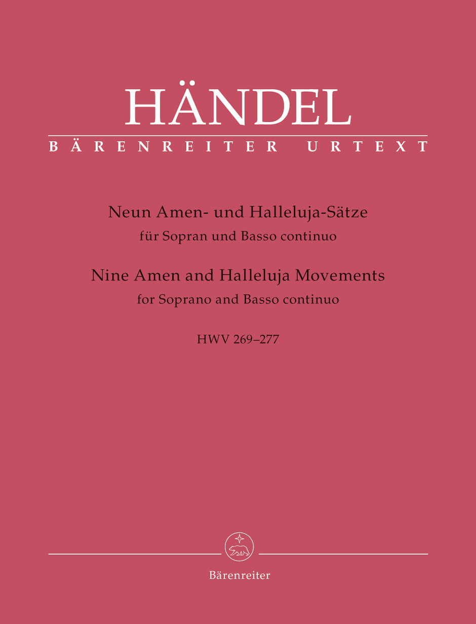 Handel Nine Amen and Halleluja Movements for Soprano and Basso continuo HWV 269-277