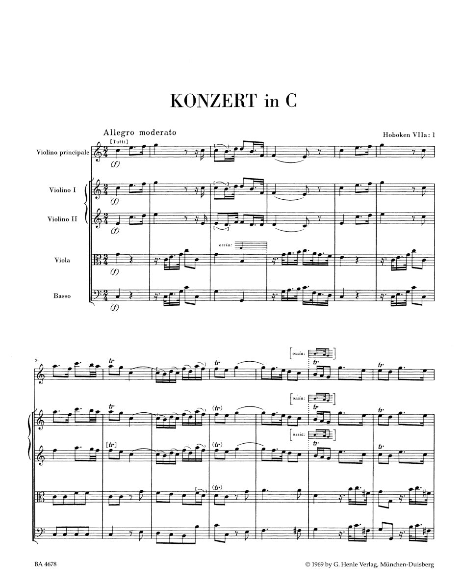 Haydn Concerto for Violin and Orchestra C major Hob. VIIa:1