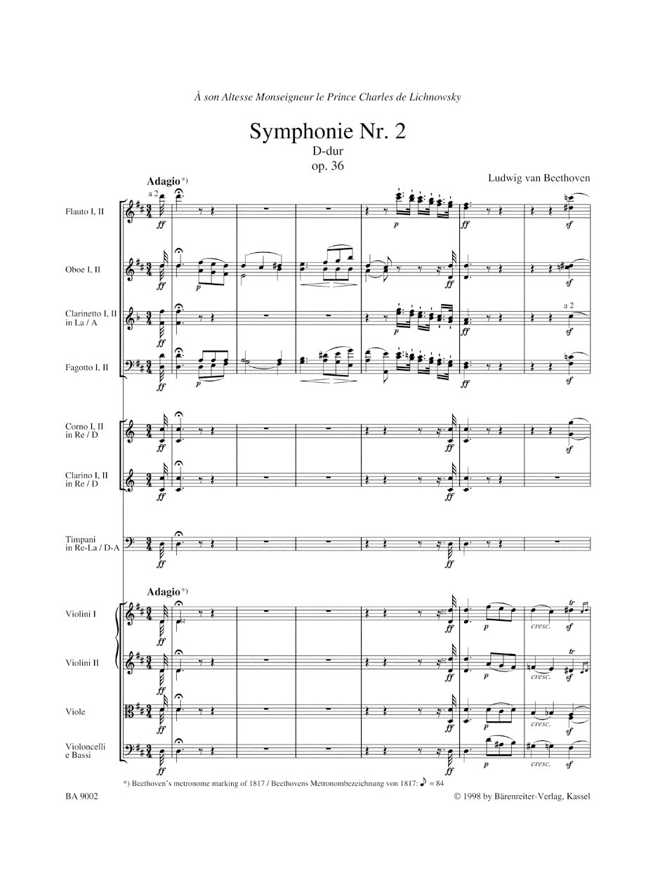 Beethoven Symphony No. 2 D major op. 36 Full Score