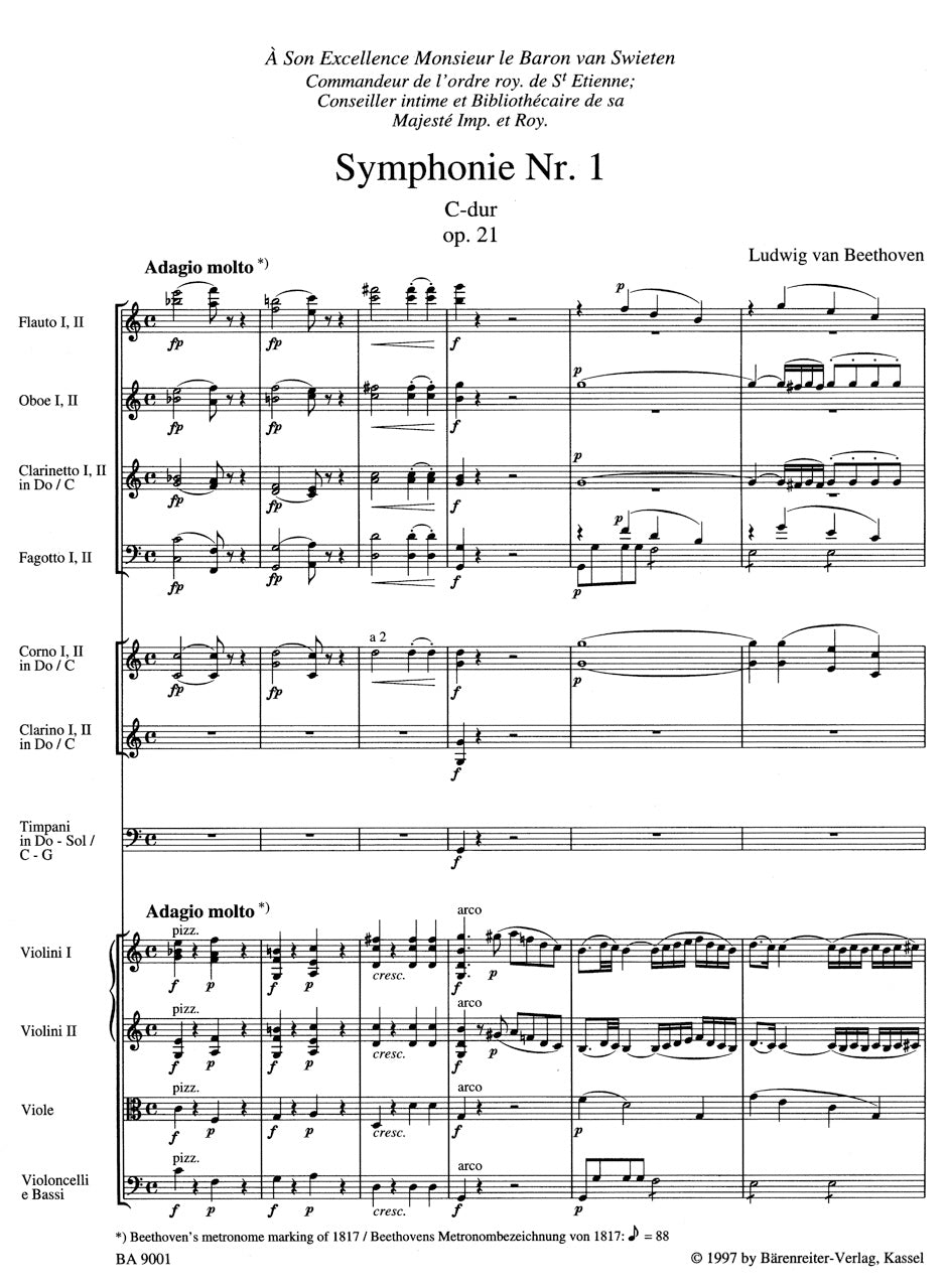 Beethoven: Symphony No. 1 in C major, op. 21 Full Score