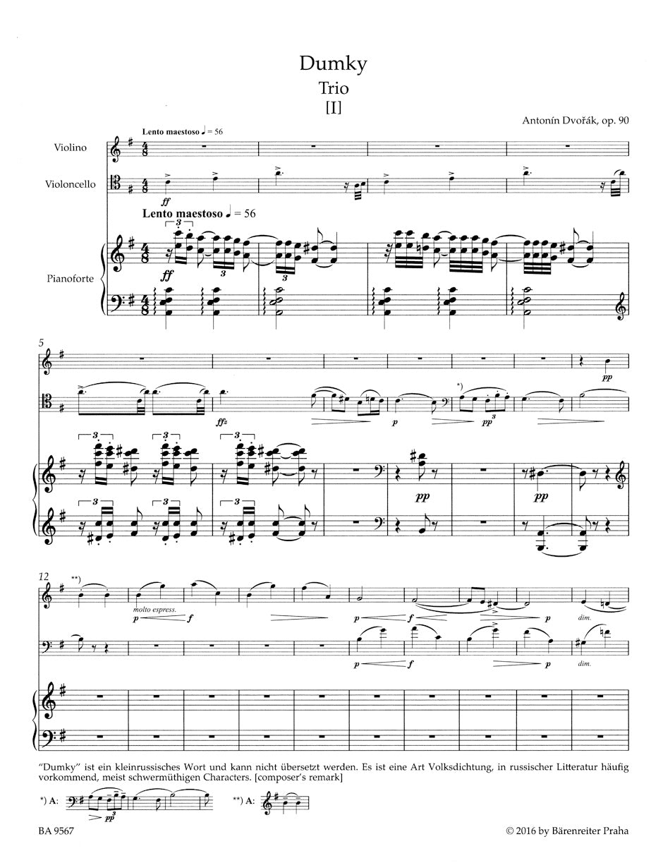 Dvorak Piano Trio Opus 90 (Dumky)