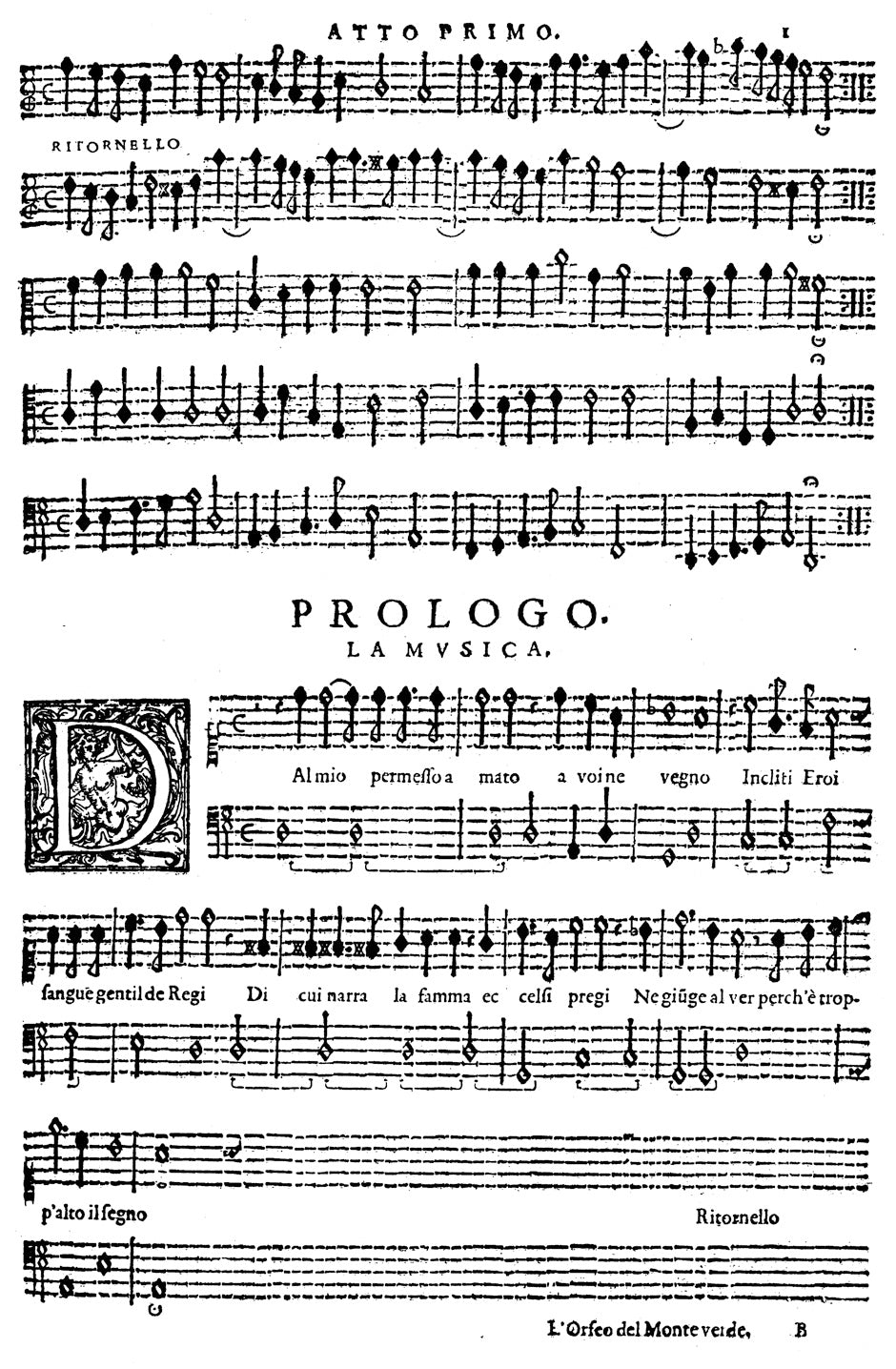 Monteverdi L'Orfeo - Favola in musica -Reprint of the first edition, Venice 1609 and from Act V of the Mantuan libretto 1607-