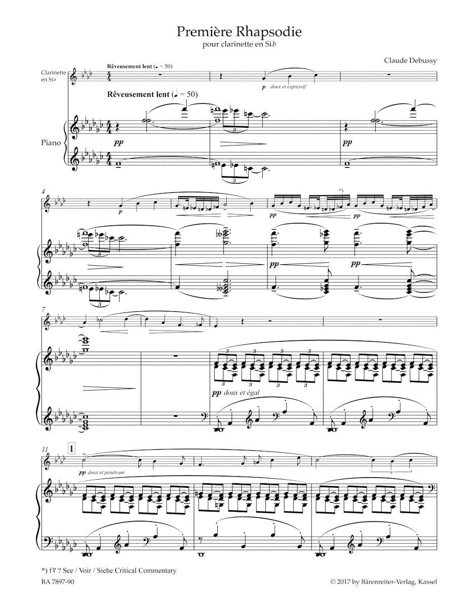 Debussy Première Rhapsodie for Clarinet in B-flat and Piano