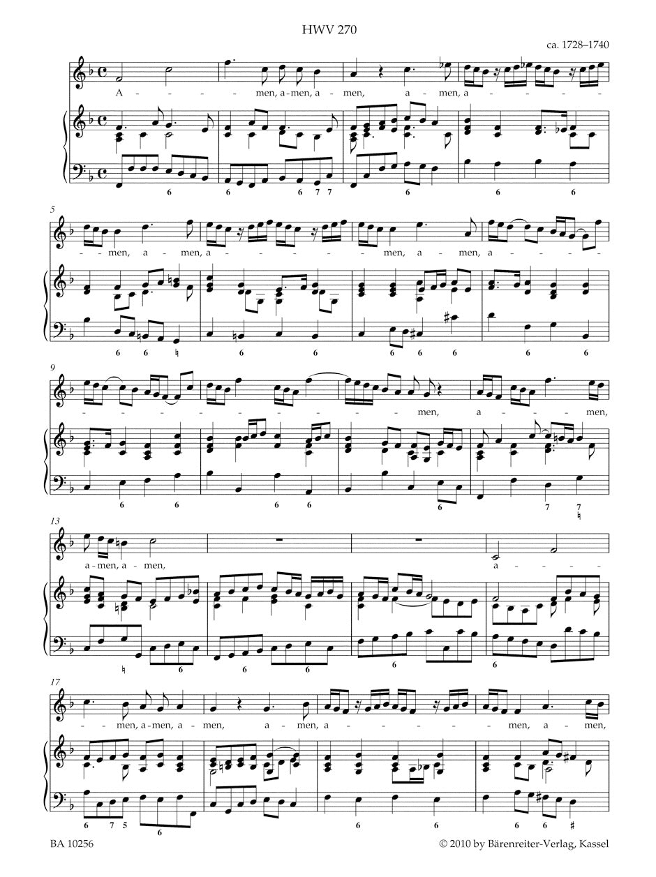 Handel Nine Amen and Halleluja Movements for Soprano and Basso continuo HWV 269-277