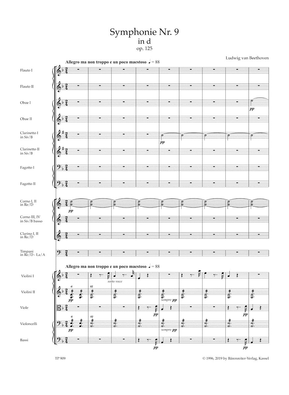Beethoven Symphony Nr. 9 D minor op. 125 (With final chorus "An die Freude" (Ode to Joy)) Study Score