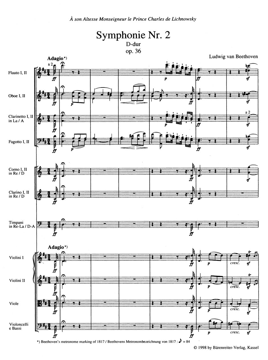 Beethoven Symphony Nr. 2 D major op. 36 Study Score