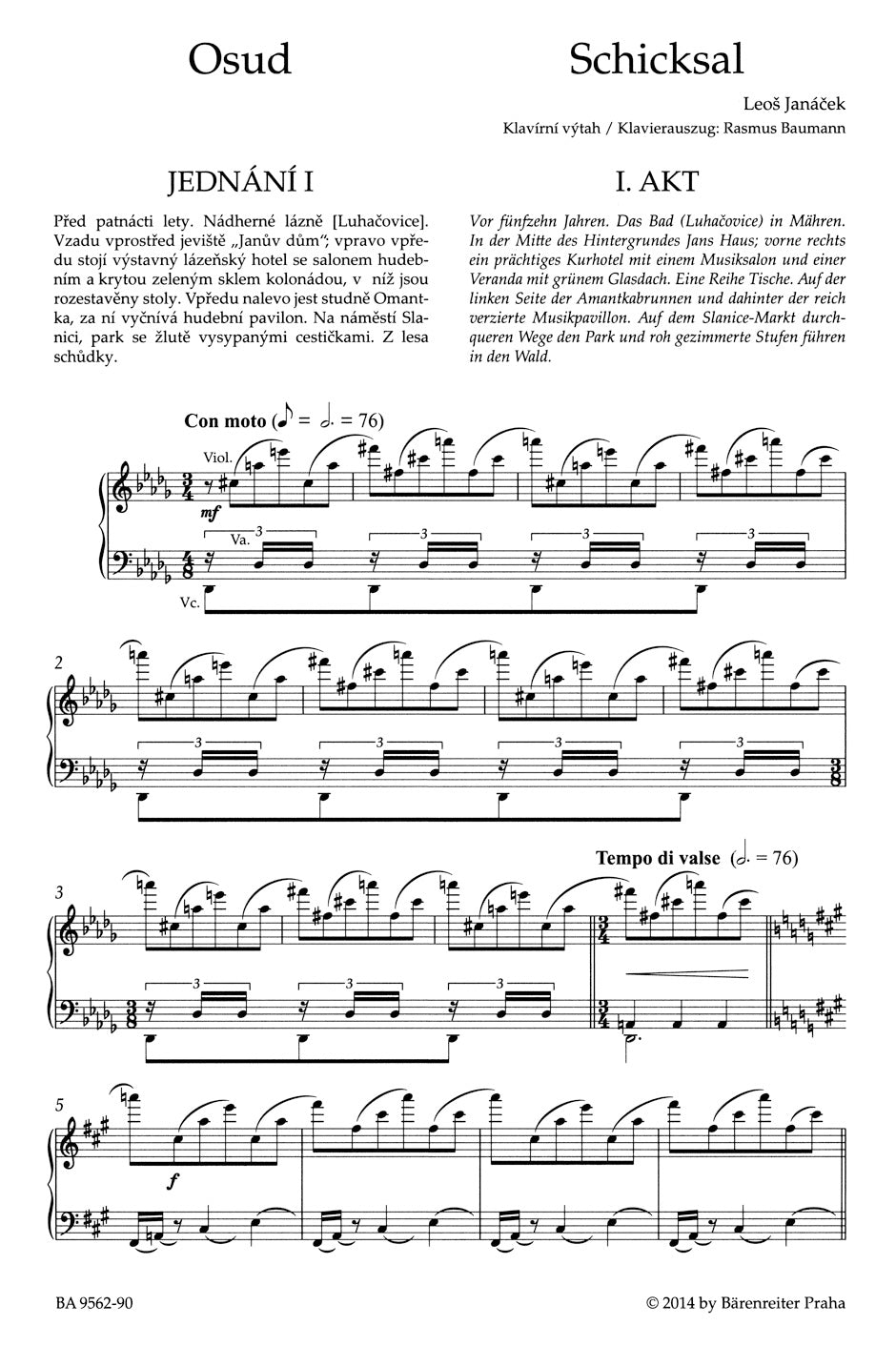 Janacek Osud (Fate): Three novel-like scenes