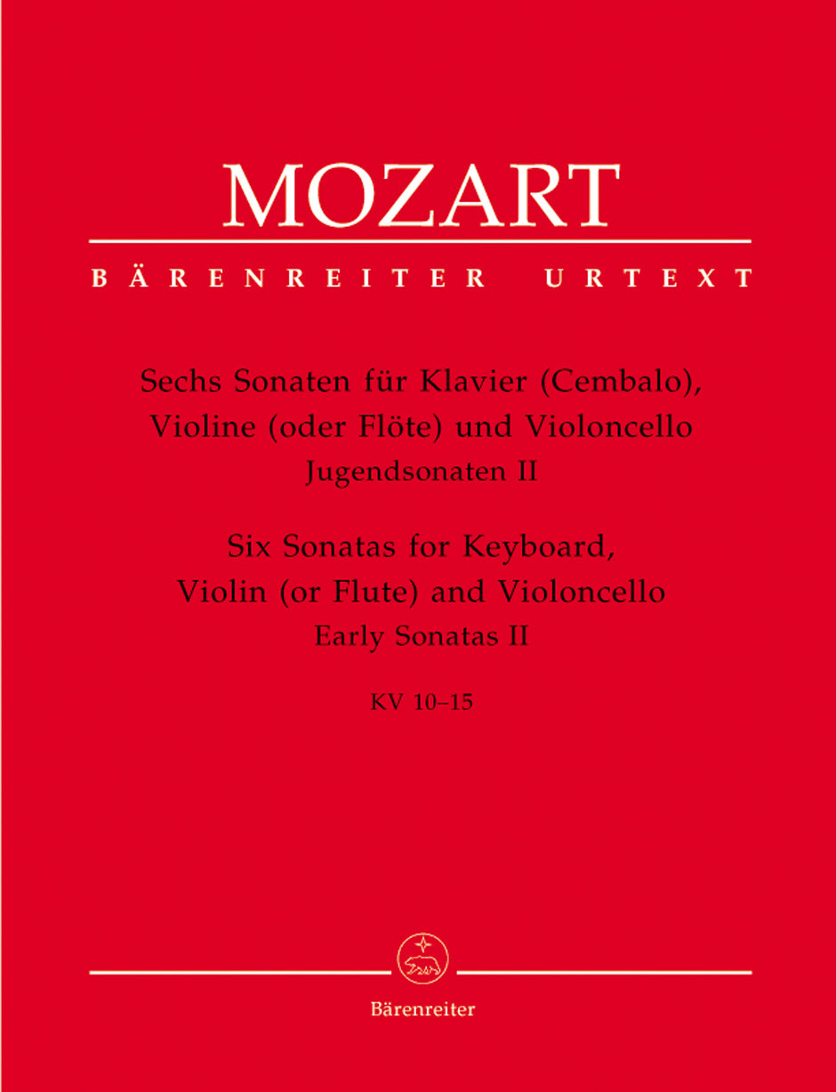 Mozart Six Sonaten für Klavier (Cembalo), Violine (Flöte) und Violoncello -Jugendsonaten II- (Klaviertrios)