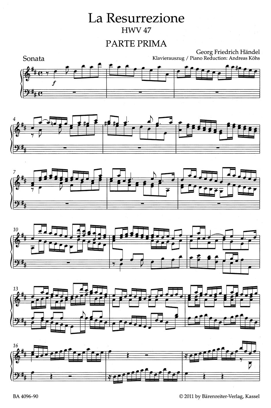 Handel La Resurrezione HWV 47 -Oratorio in two parts-