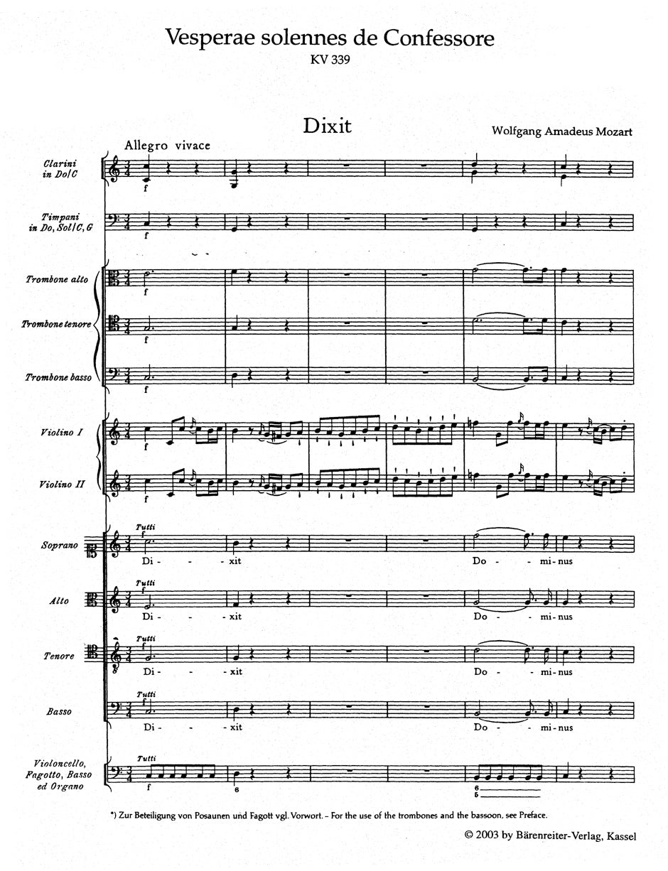 Mozart Vesperae solennes de Confessore K. 339
