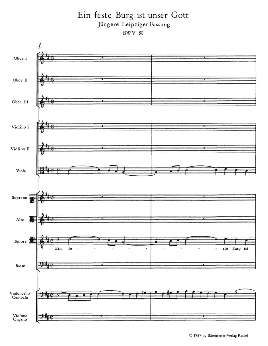 Bach A Mighty Fortress is Our God BWV 80 -Cantata for the Feast of Reformation- Study Score