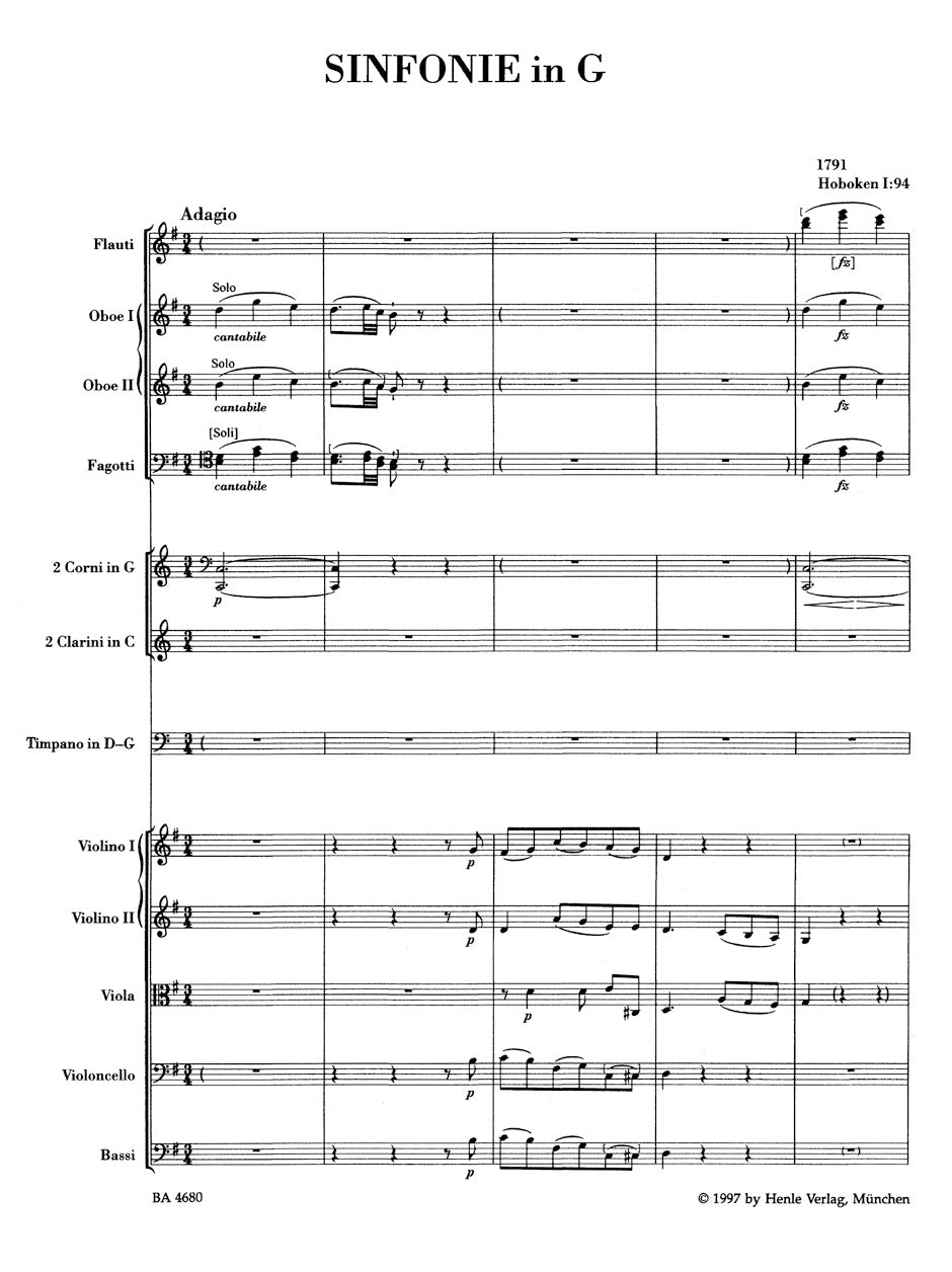 Haydn Symphony Nr. 94 G major Hob. I:94 "The Surprise"