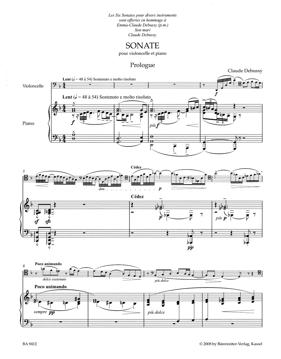Debussy Sonata for Violoncello and Piano