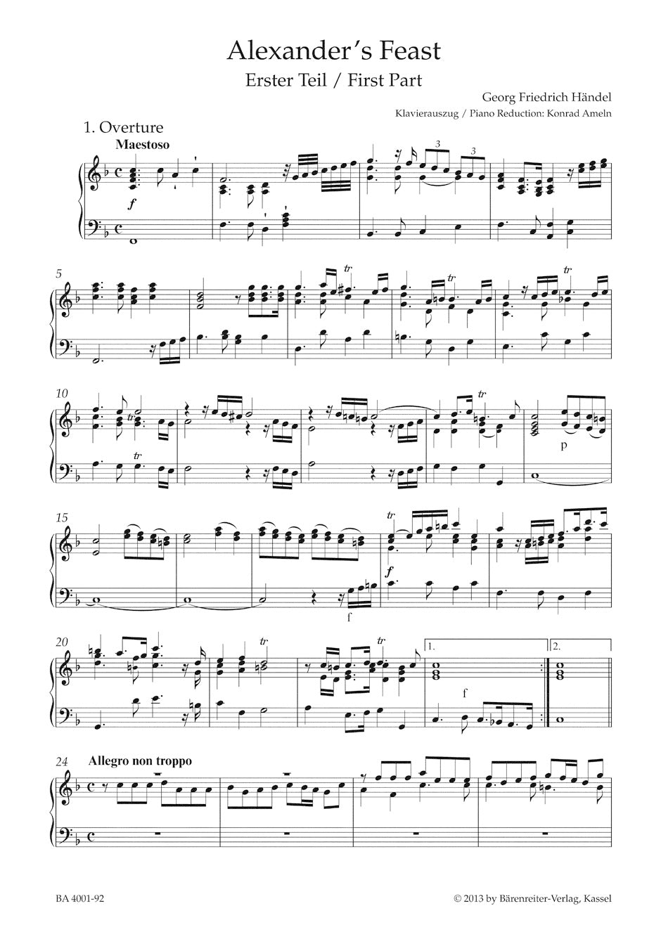 Handel Alexander's Feast or The Power of Musick HWV 75 -Ode for St. Cecilia's Day-