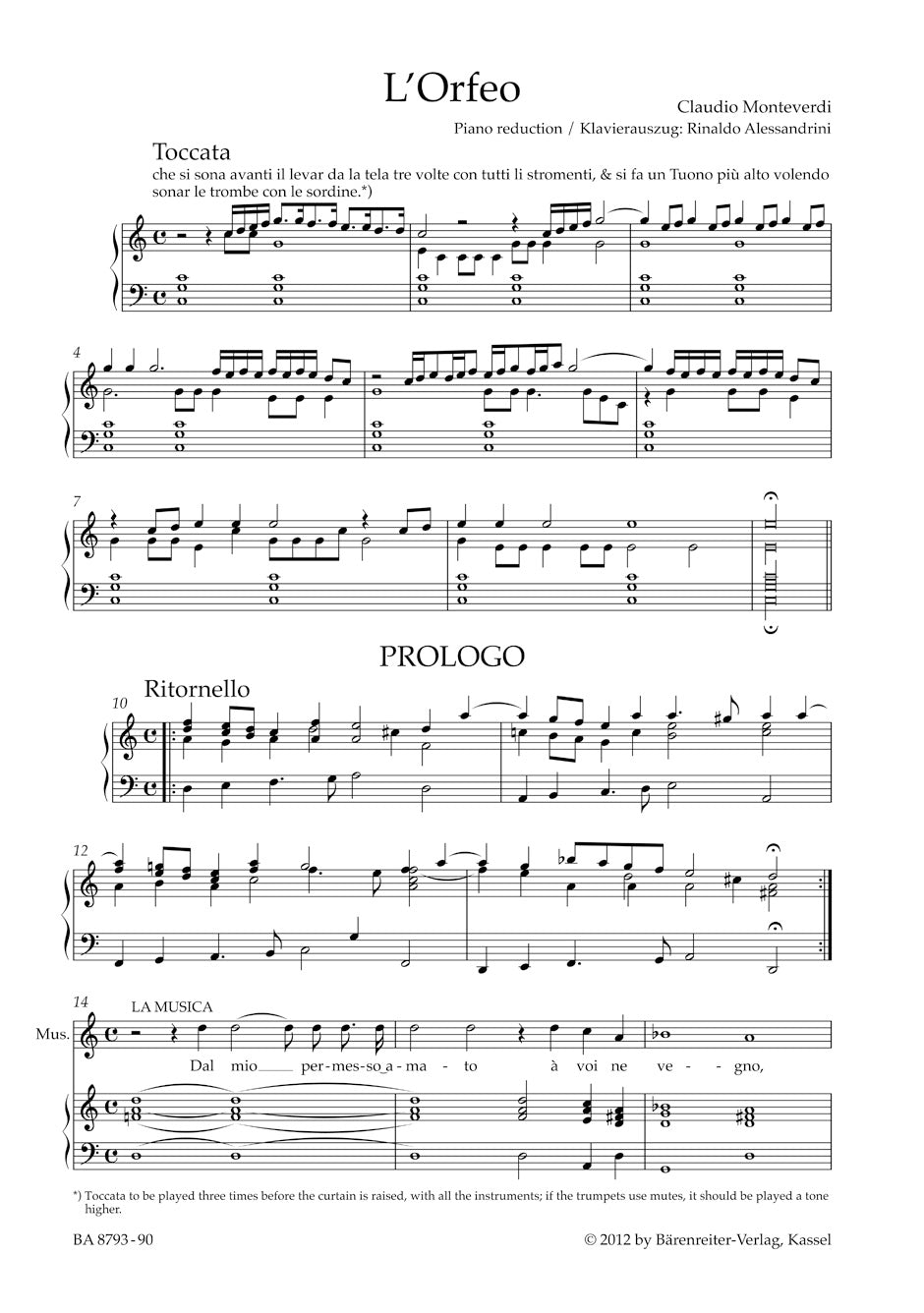 Monteverdi L'Orfeo (Vocal Score)