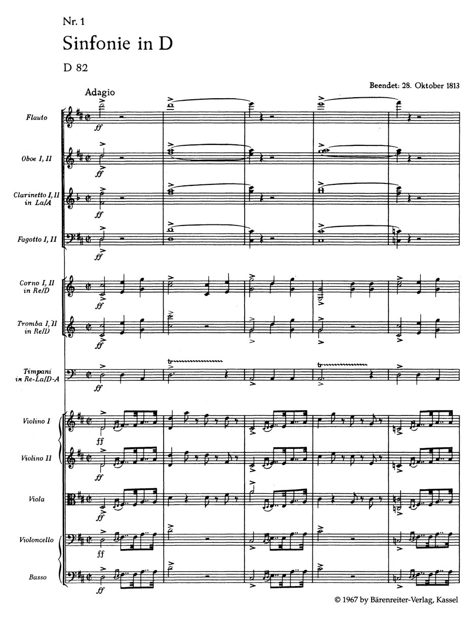 Schubert Symphony No. 1 D major D 82