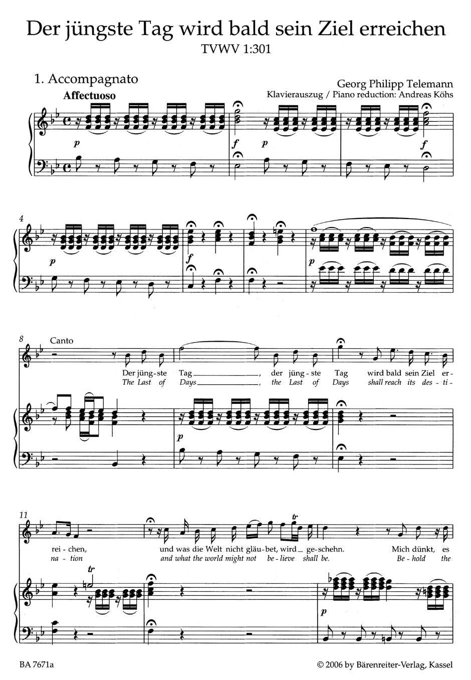 Telemann The last of Days shall reach its destination TVWV 1:301 -Cantata for the Second Advent-