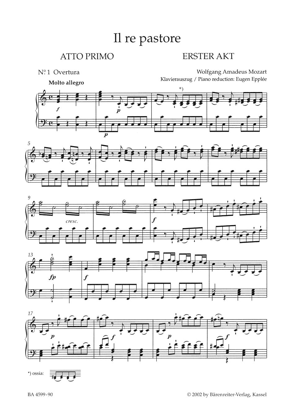 Mozart Il re pastore K. 208 -Serenade in two acts-