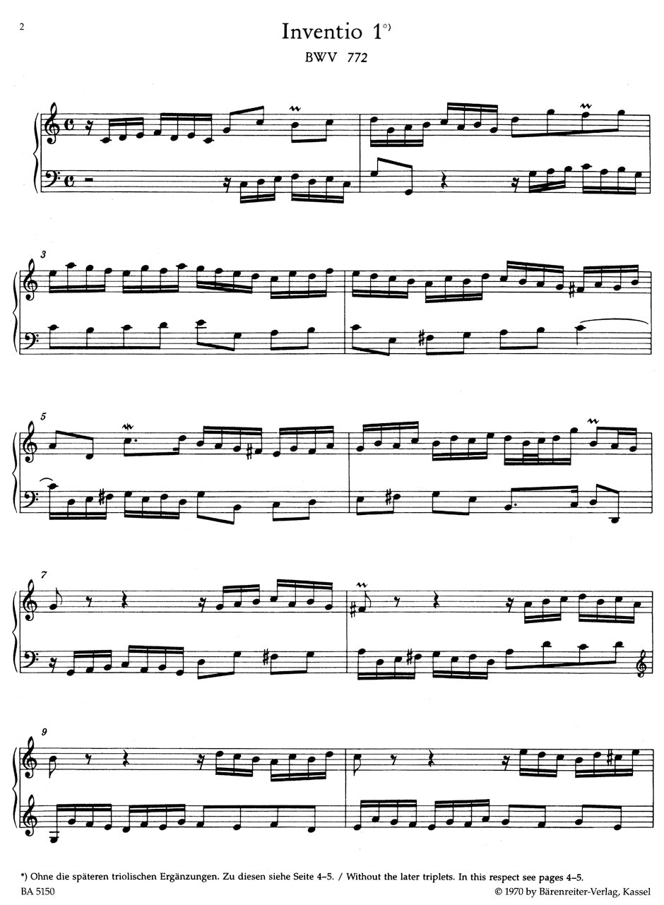 Bach Inventions and Sinfonias BWV 772-801