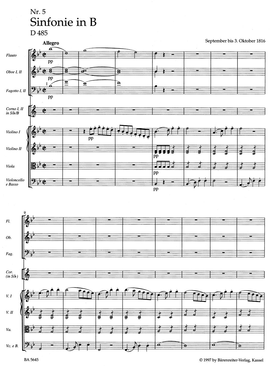 Schubert Symphony Nr. 5 B-flat major D 485