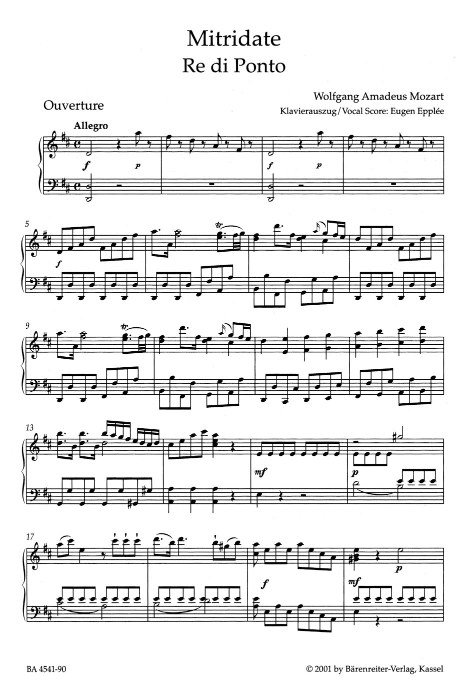 Mozart Mitridate, Re di Ponto K. 87 (74a) -Opera seria in three acts-