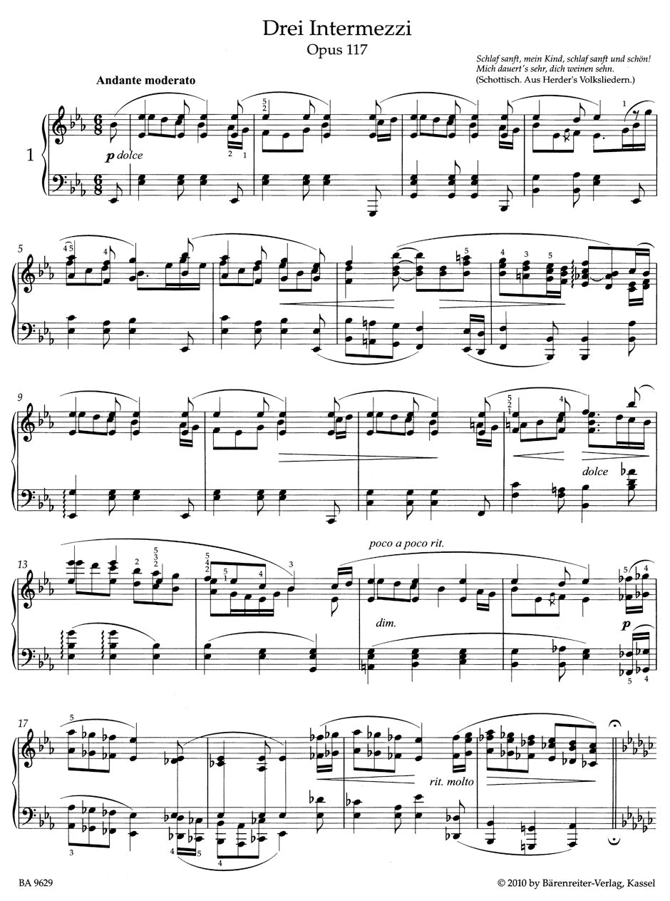 Brahms Drei Intermezzi op. 117