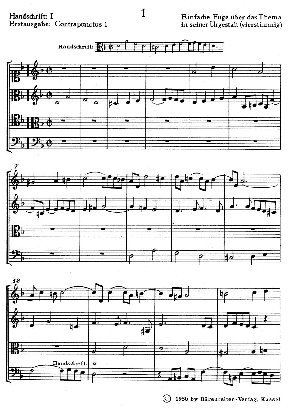 Bach The Art of Fugue BWV 1080 -Appendix: Chorale "Vor deinen Thron tret ich hiermit"- Study Score