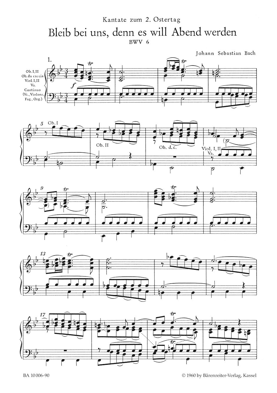 Bach Bleib bei uns, denn es will Abend werden BWV 6