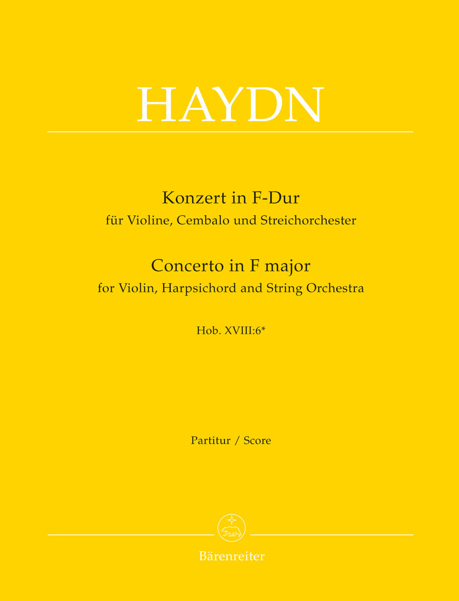 Haydn Concerto for Violin, Harpsichord and String Orchestra F major Hob XVIII:6*