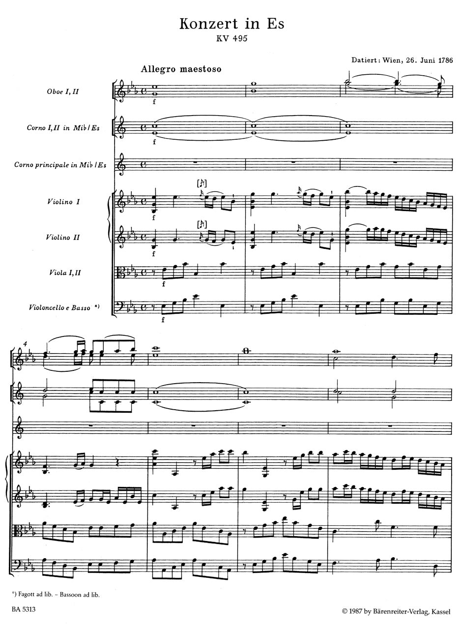 Mozart Concerto for Horn and Orchestra Nr. 4 E-flat major K. 495