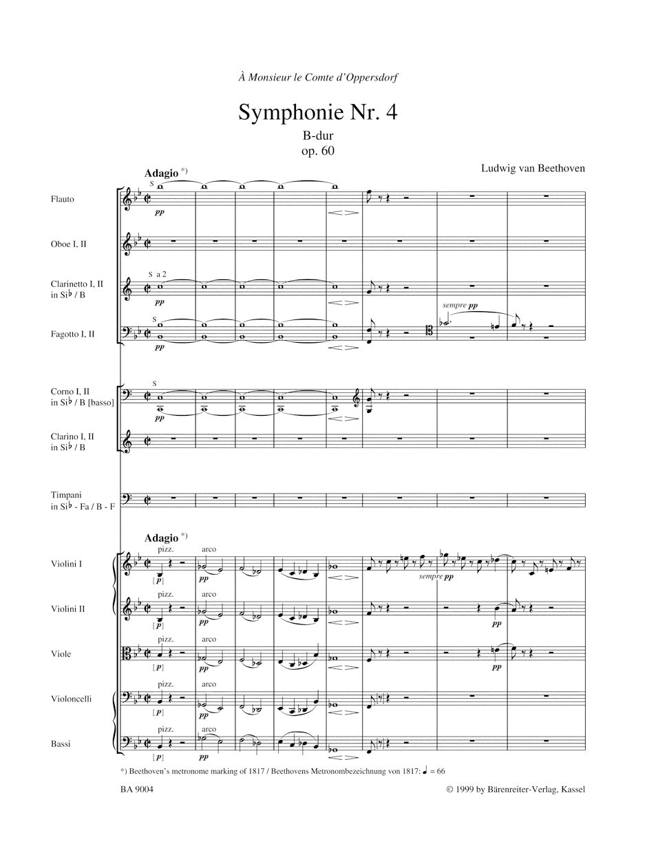Beethoven Symphony Nr. 4 B-flat major op. 60 Study Score