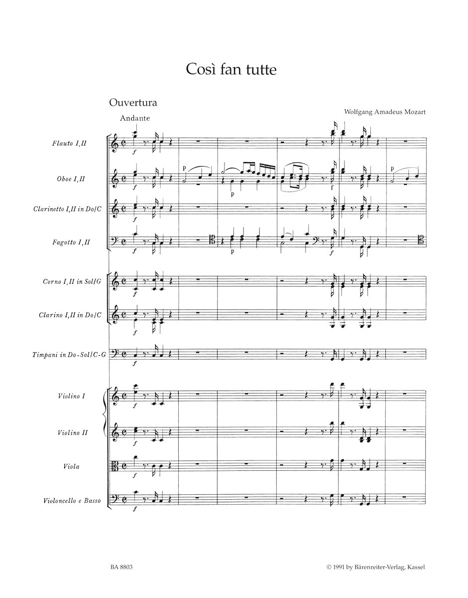 Mozart Overture to Così fan tutte" KV 588