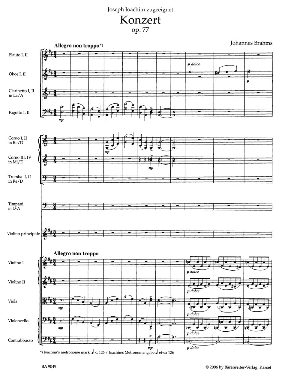 Brahms Concerto for Violin and Orchestra D major op. 77